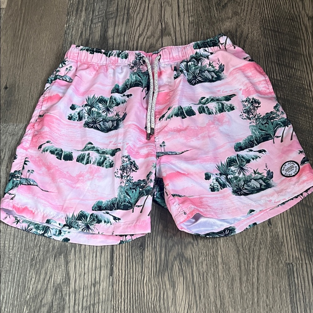 Ron Jon Pink and Green Tropical Swim Trunks men's XL
